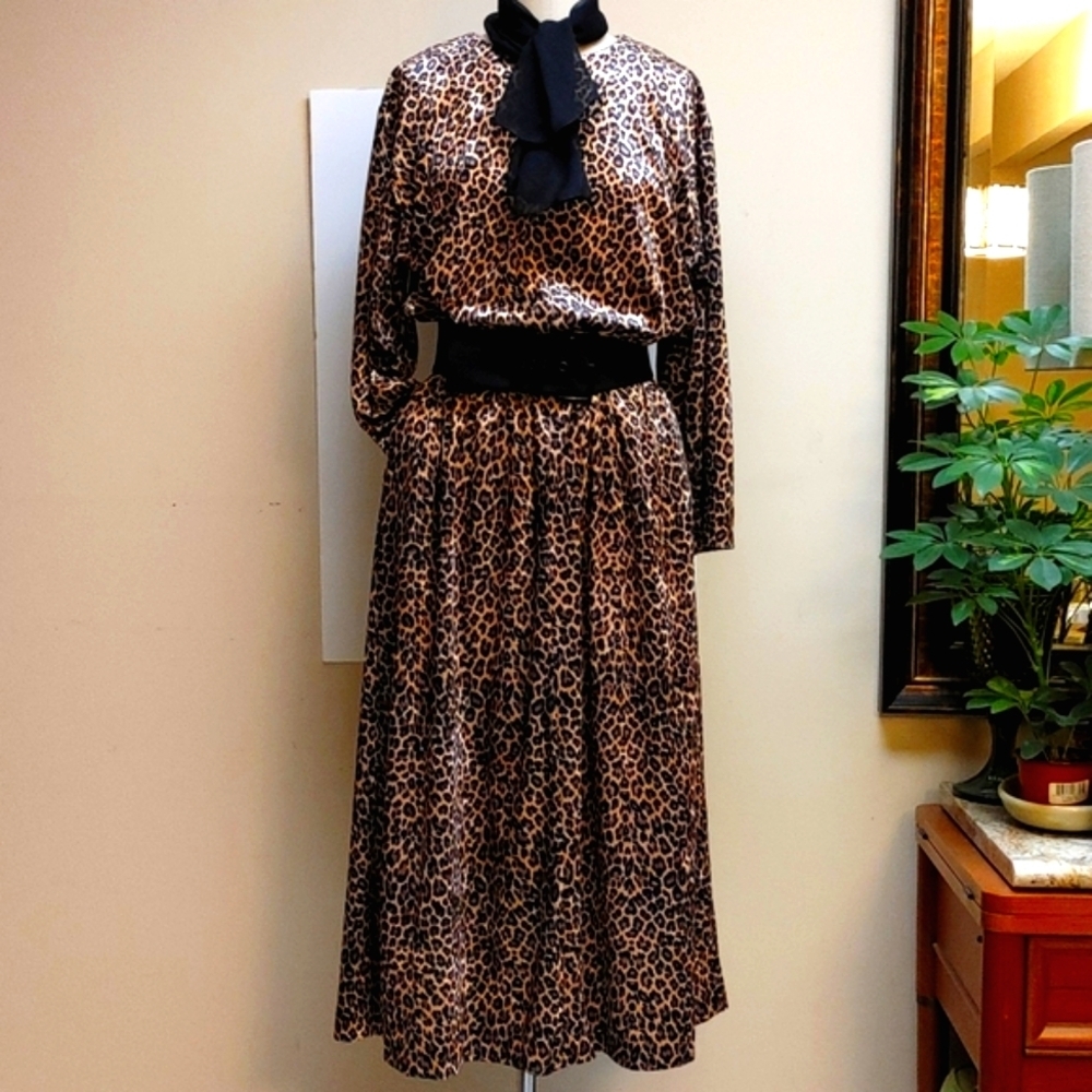 VTG Ruth Norman New York Velour Animal Print Caftan M/L - Picture 4 of 17